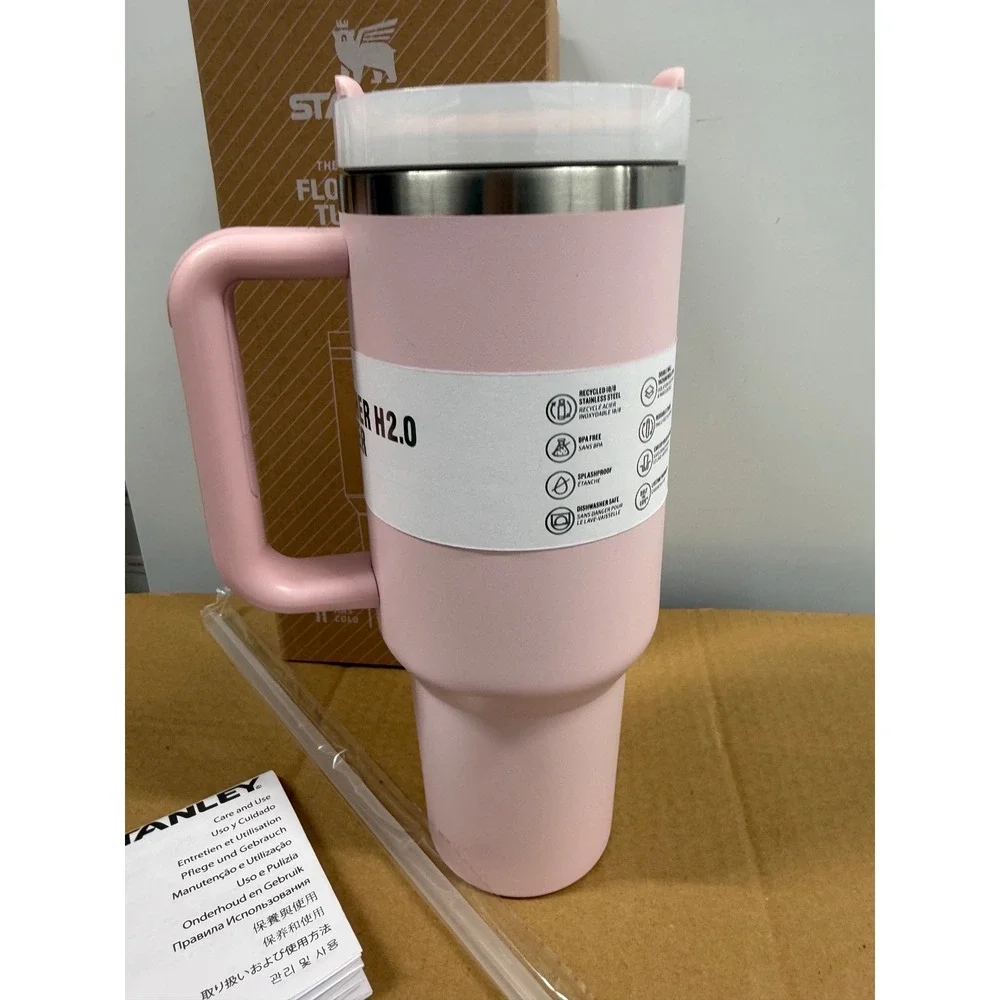 Stanley Quencher H2.0 FlowState Tumbler 40oz Peony Pink Insulated Cup New - Picture 6 of 8